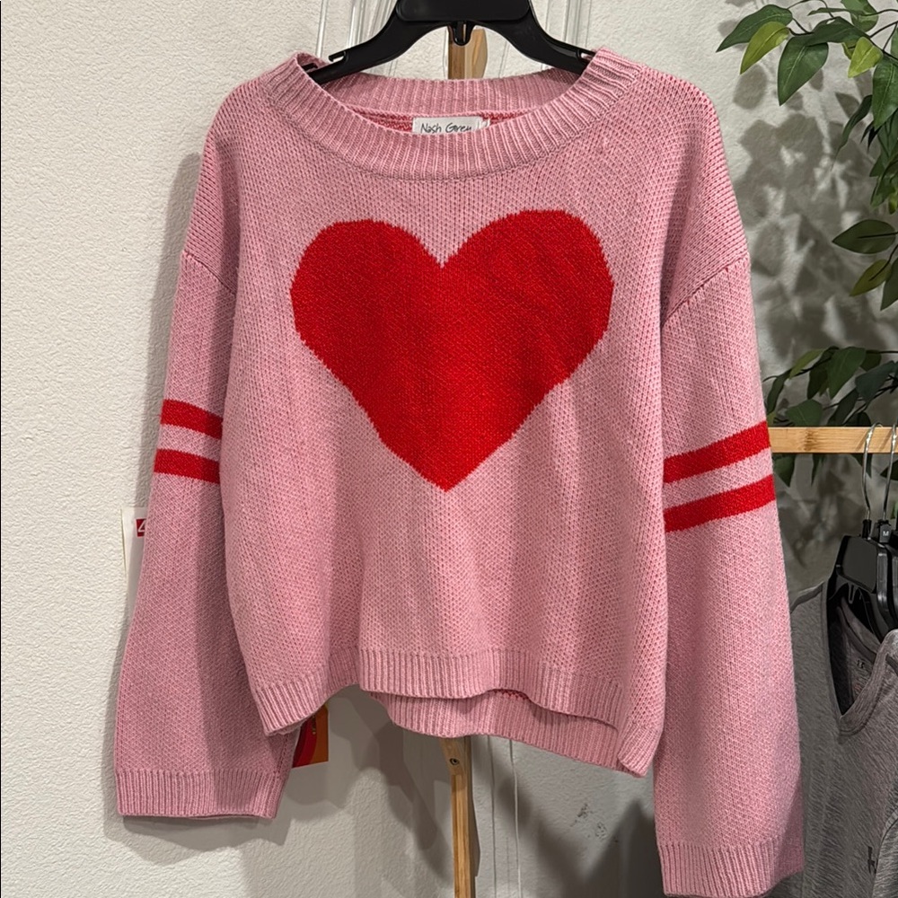 Pink and Red Heart Sweater